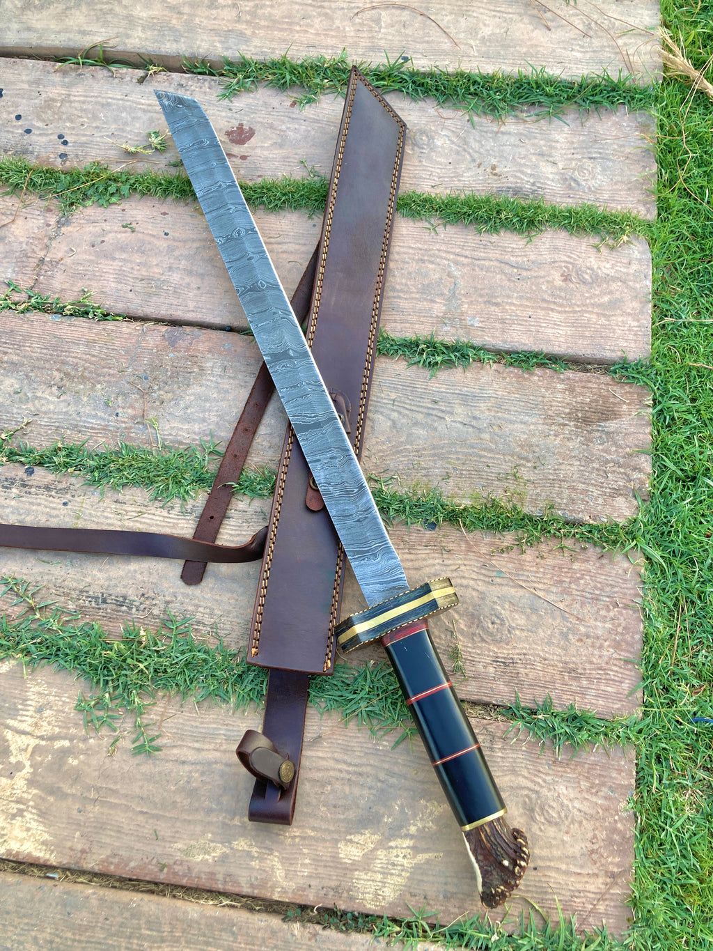 Handmade Damascus Viking Sword | Norse Warrior Sword with Celtic Engraved Handle | Medieval Fantasy Sword | Viking Gift for Men | Collector Display Sword (Copy)