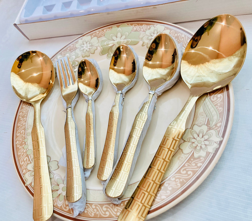 29 pcs Versace design Stainless steel Golden Cutlery Set of spoons