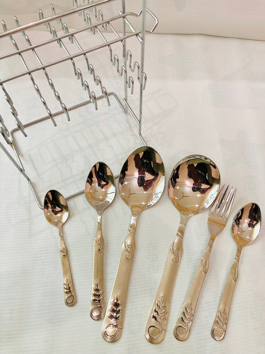 Stainless Steel Sv Flower Design Cutlery Set 29 pcs