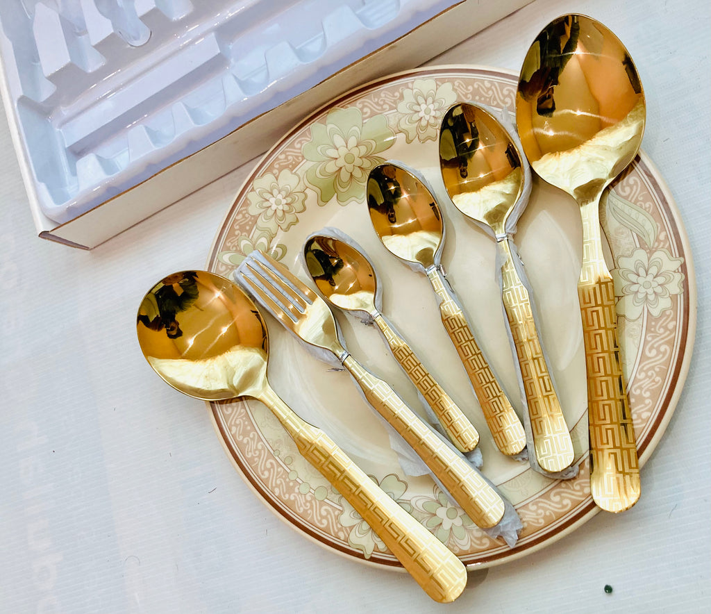 29 pcs Versace design Stainless steel Golden Cutlery Set of spoons