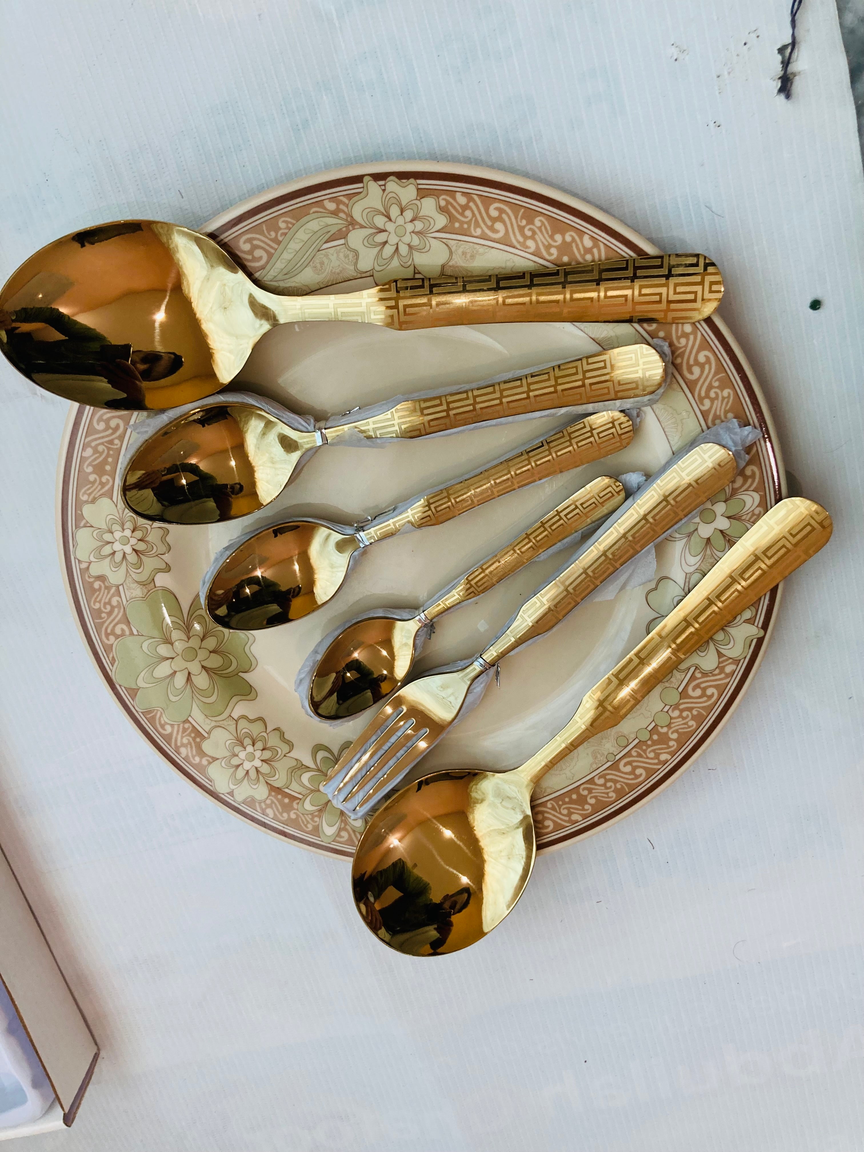 29 pcs Versace design Stainless steel Golden Cutlery Set of spoons