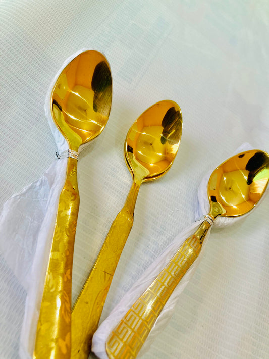 6 pcs Golden Baby Spoons (Medium Size Spoons)