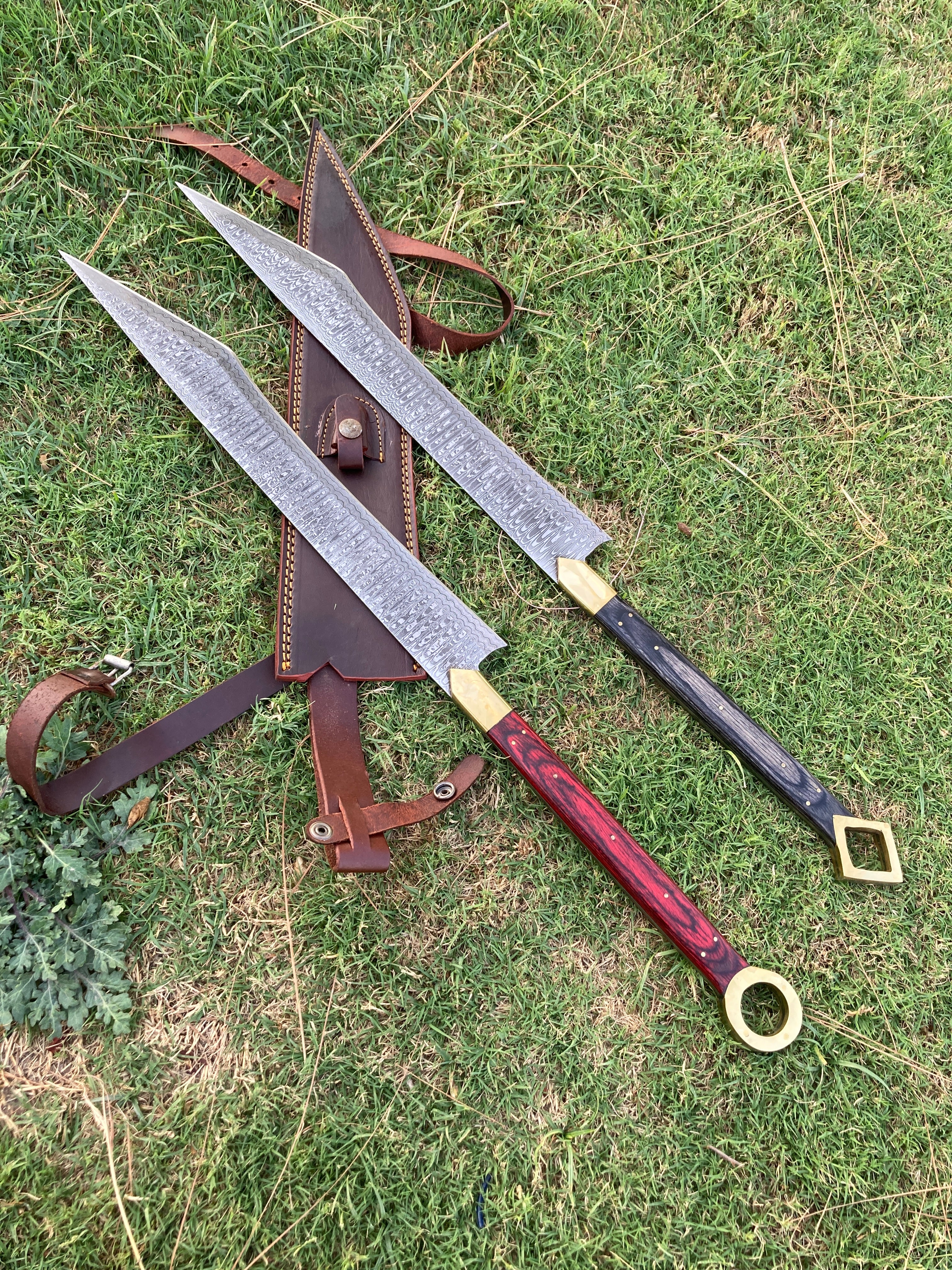 Handmade Damascus Sword  with Leather Sheath | Custom Forged Viking Sword | High Carbon Steel Fantasy Blade | Collector Gift | Medieval Decor best for gift wall hangings